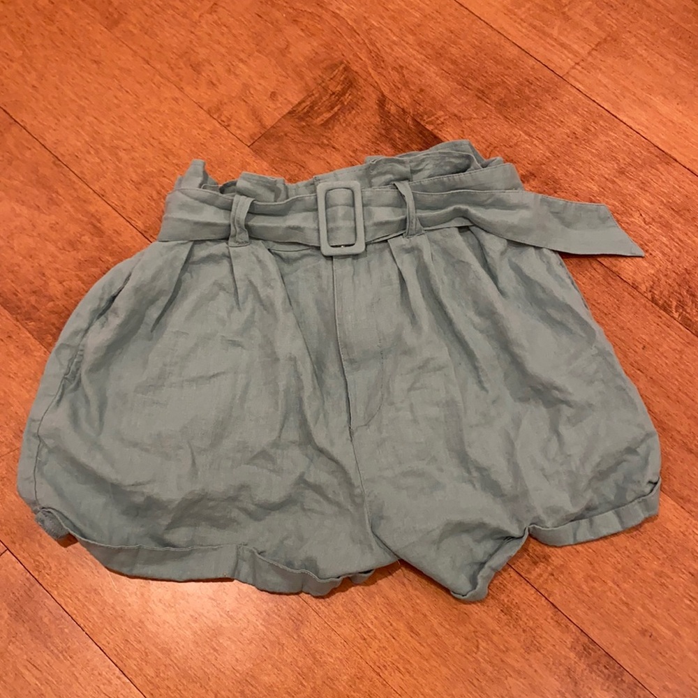 Urban Outfitters Sage Green Paper-bag Shorts